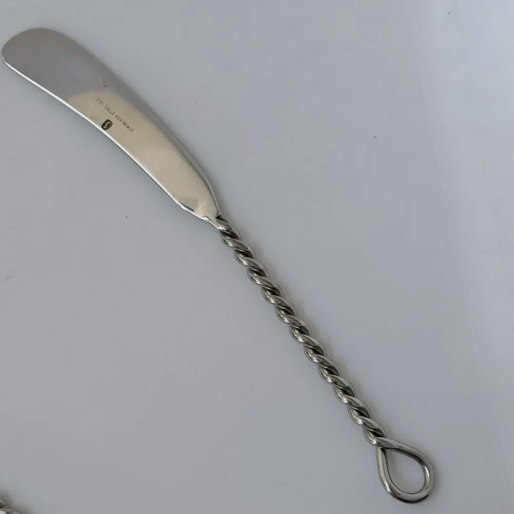 4pc Gourmet Settings Silver Braid Butter Spreader 7